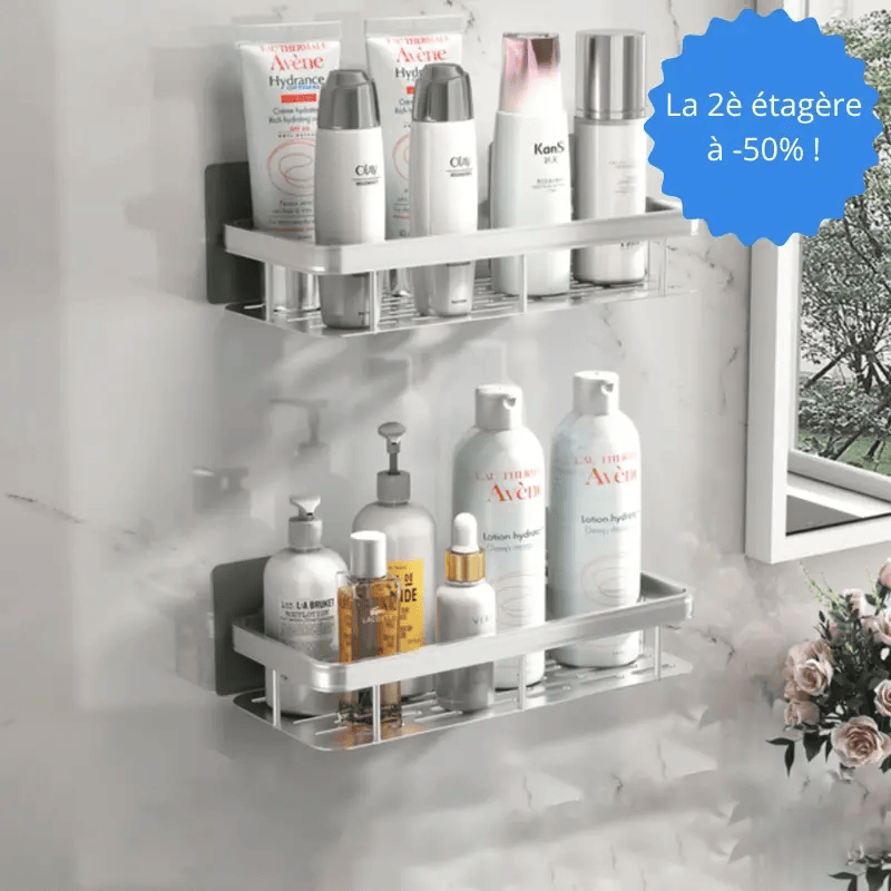 lot de deux étagères de douche gris
