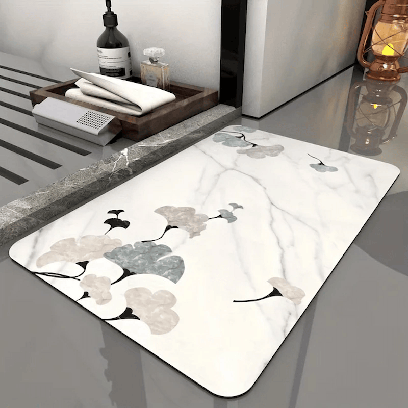 tapis bain fleur gris