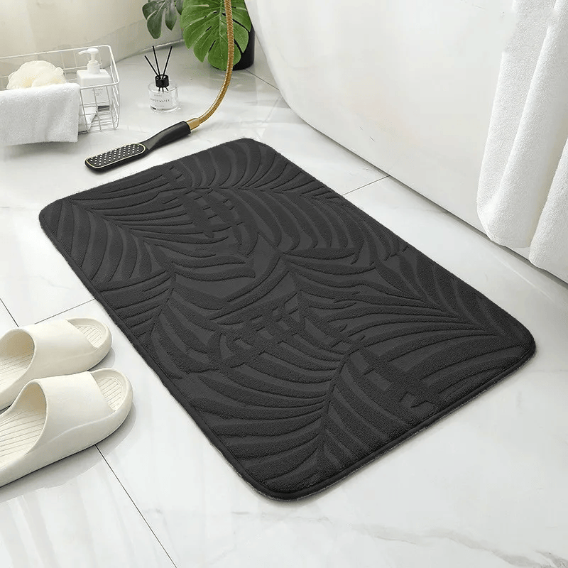 tapis bain palmier gris