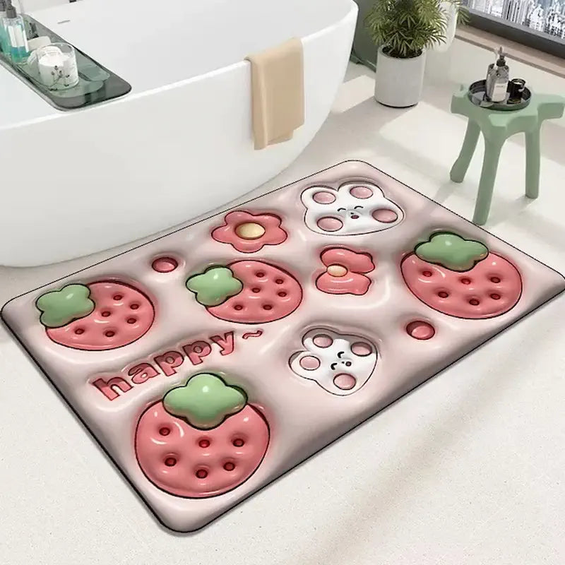 tapis de bain fraise multicouleur